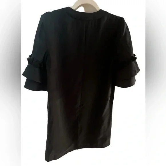 BCBgeneration black v neck shift with bell sleeves and tassels so pretty size xs - Picture 6 of 7